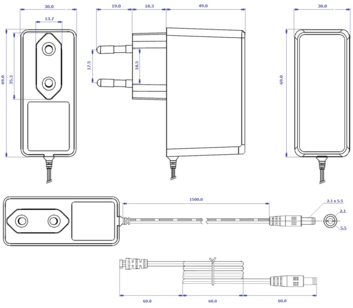 Rysunek techniczny zasilacza POSC12200A
